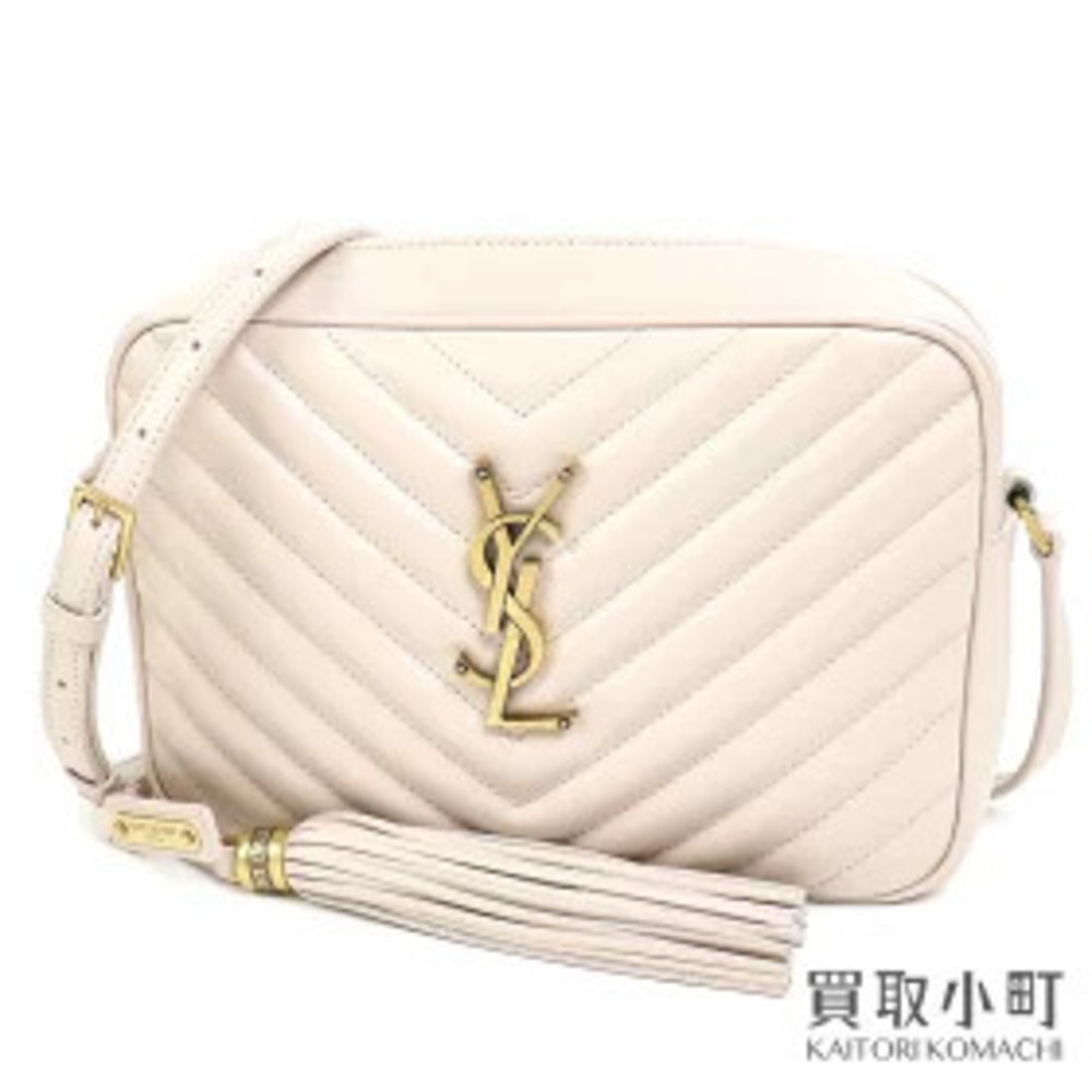 Saint Laurent YVES Monogram Lou Camera Bag Beige Tassel Charm Shoulder